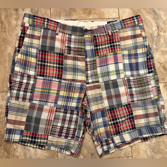 Polo Ralph Lauren Classic Fit Madras Patchwork Shorts Men’s 40 - Picture 2 of 15